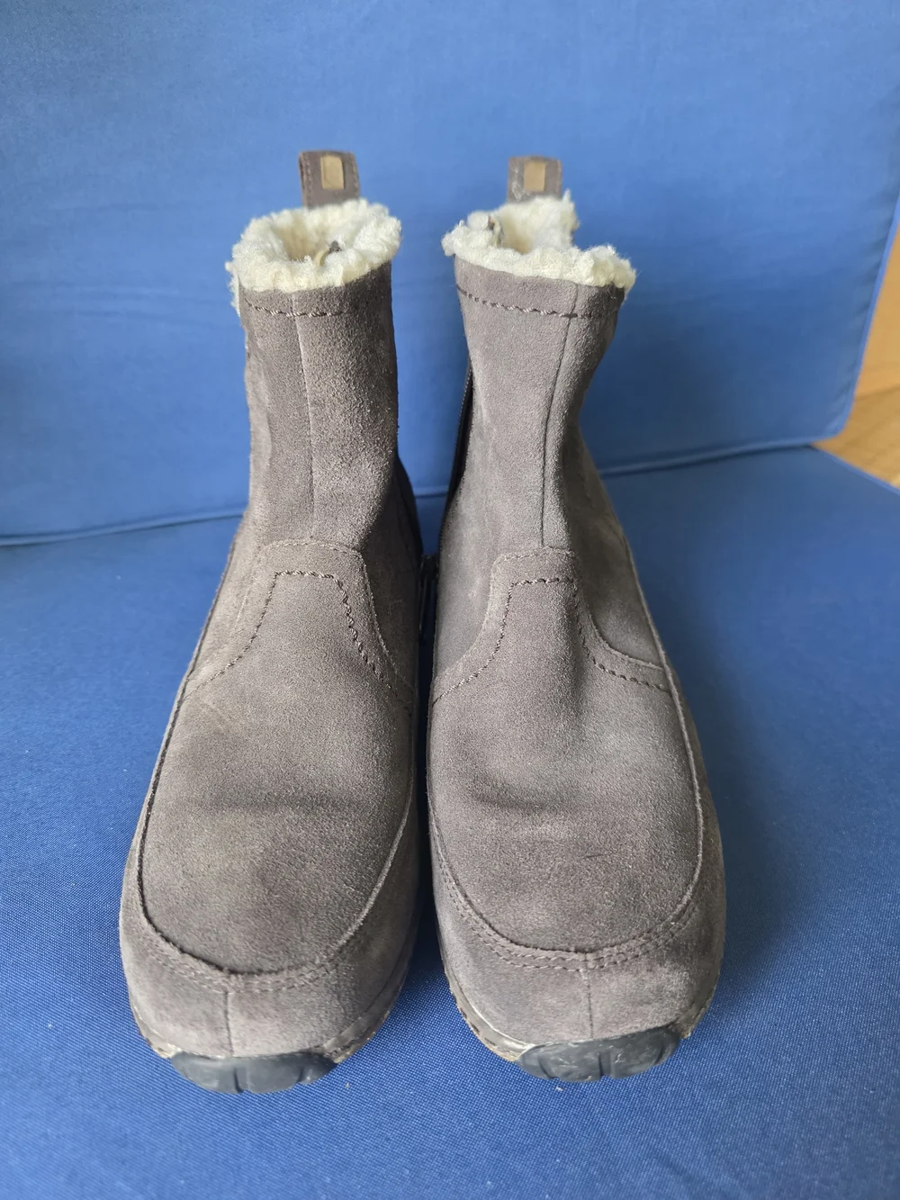 Timberland Suede Shearling Ankle Boots Women’s 7 Gray Fleece Lined